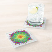 Psychedelic Zen Mandala Abstrakt Art Glasuntersetzer (Schrägansicht)
