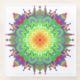 Psychedelic Zen Mandala Abstrakt Art Glasuntersetzer