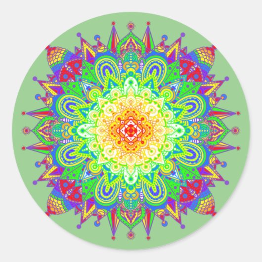Psychedelic Zen Mandala Abstrakt Art Roun Runder Aufkleber (Vorderseite)