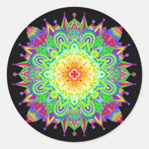 Psychedelic Zen Mandala Abstrakt Art Roun Runder Aufkleber