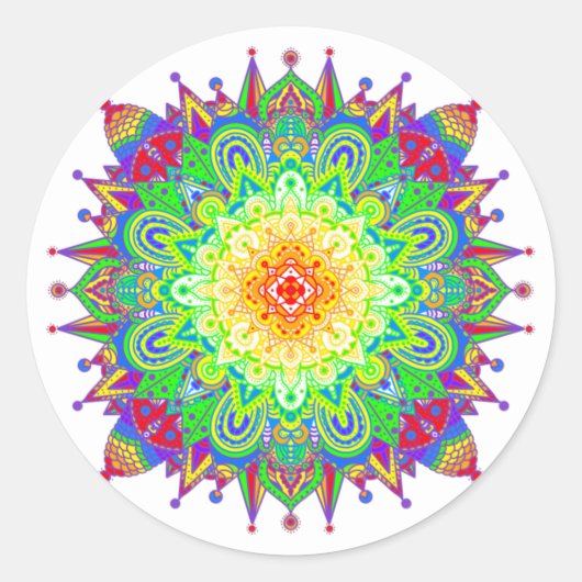 Psychedelic Zen Mandala Abstrakt Art Runder Aufkleber (Vorderseite)