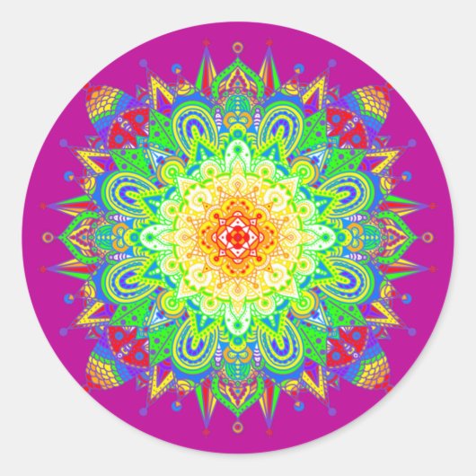 Psychedelic Zen Mandala Abstrakt Art Runder Aufkleber (Vorderseite)
