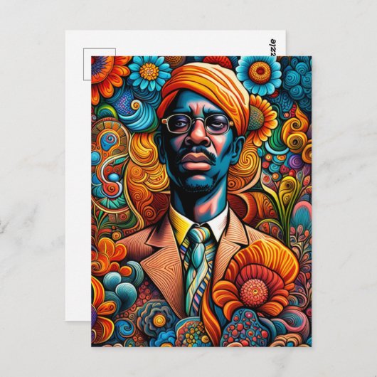 Psychedelica Abstrakt American Man Postkarte (Vorne/Hinten)