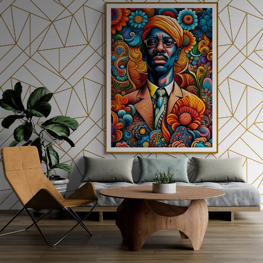 Psychedelica Abstrakter Afroamerikanischer Mann Poster