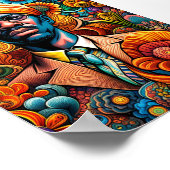 Psychedelica Abstrakter Afroamerikanischer Mann Poster (Ecke)