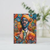 Psychedelica Abstrakter Afroamerikanischer Mann Postkarte (Stehend Vorderseite)