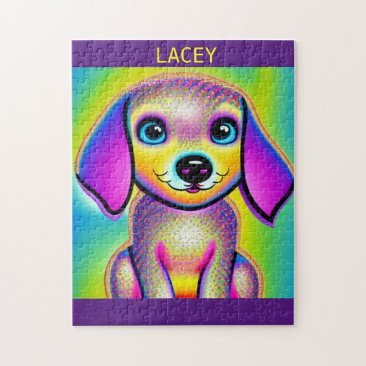 PSYCHEDELIKER HUND PUZZLE MIT PERSONALISIERTEM NAM (Vertikal)