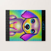PSYCHEDELIKER HUND PUZZLE MIT PERSONALISIERTEM NAM (Horizontal)