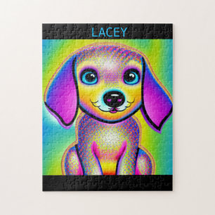 PSYCHEDELIKER HUND PUZZLE MIT PERSONALISIERTEM NAM