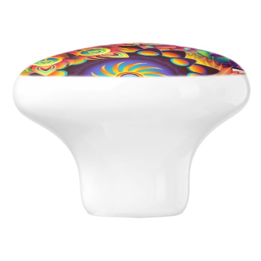 Psychedelisch Abstrakt farbig Keramikknauf (Seitenansicht)