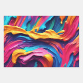 Psychedelisch Abstrakt farbige Pinselstriche Geschenkpapier Set (Vorderseite 3)