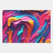 Psychedelisch Abstrakt farbige Pinselstriche Geschenkpapier Set (Vorderseite 2)