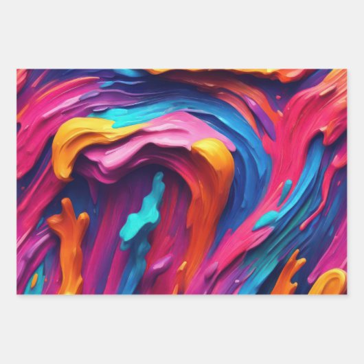 Psychedelisch Abstrakt farbige Pinselstriche Geschenkpapier Set (Vorderseite 2)