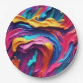 Psychedelisch Abstrakt farbige Pinselstriche Pappteller (Vorderseite)