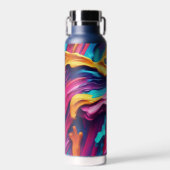 Psychedelisch Abstrakt farbige Pinselstriche Trinkflasche (Vorne)