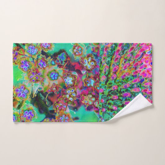 Psychedelisch Abstrakt Groovy Lila Sedum Badhandtuch Set (Handtuch)