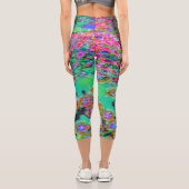 Psychedelisch Abstrakt Groovy Lila Sedum Capri Leggings (Rückseite)
