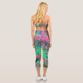 Psychedelisch Abstrakt Groovy Lila Sedum Capri Leggings (Rückseite)