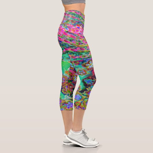 Psychedelisch Abstrakt Groovy Lila Sedum Capri Leggings (Rechts)
