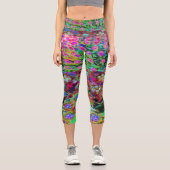 Psychedelisch Abstrakt Groovy Lila Sedum Capri Leggings (Vorderseite)