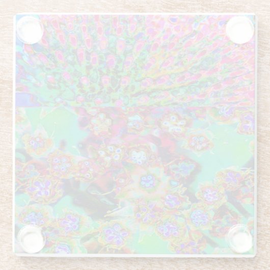 Psychedelisch Abstrakt Groovy Lila Sedum Glasuntersetzer (Rückseite)