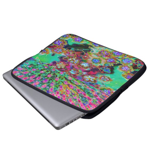 Psychedelisch Abstrakt Groovy Lila Sedum Laptopschutzhülle (Vorne Knopf)