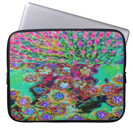 Psychedelisch Abstrakt Groovy Lila Sedum Laptopschutzhülle (Vorderseite)