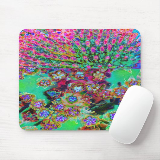 Psychedelisch Abstrakt Groovy Lila Sedum Mousepad (Mit Mouse)