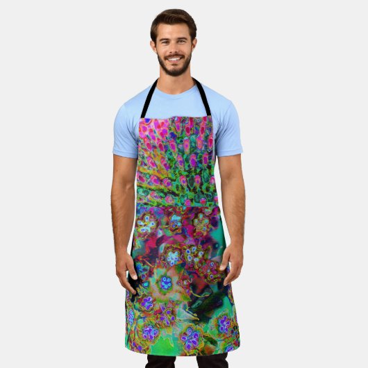 Psychedelisch Abstrakt Groovy Lila Sedum Schürze (Getragen)