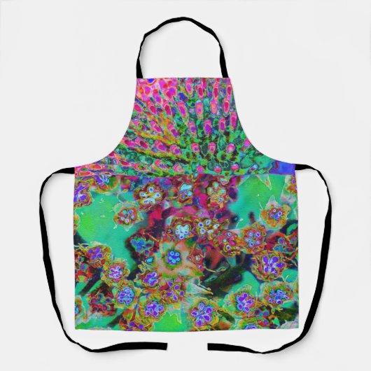 Psychedelisch Abstrakt Groovy Lila Sedum Schürze (Vorderseite)