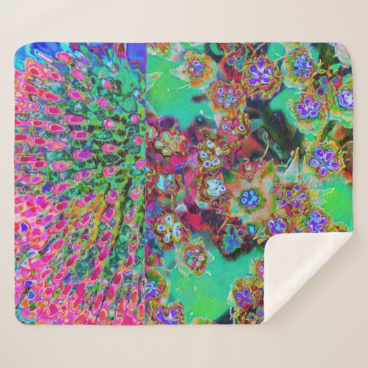 Psychedelisch Abstrakt Groovy Lila Sedum Sherpadecke (Vorderseite (Horizontal))