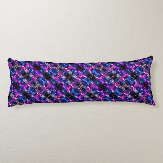 Psychedelisch Abstrakt Lila Rosa Blau Graustreifen Seitenschläferkissen (Rückseite)