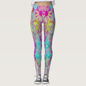 Psychedelisch Abstrakt Magenta und Aqua Garden Art Leggings (Vorderseite)