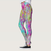 Psychedelisch Abstrakt Magenta und Aqua Garden Art Leggings (Links)