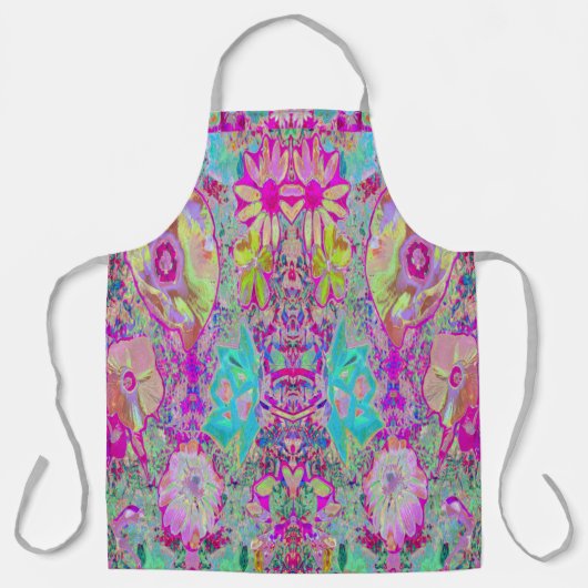 Psychedelisch Abstrakt Magenta und Aqua Garden Art Schürze (Vorderseite)