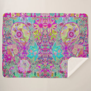 Psychedelisch Abstrakt Magenta und Aqua Garden Art Sherpadecke