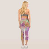 Psychedelisch, abstrakt-Minze-Grün-Orange lila Capri Leggings (Rückseite)