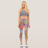 Psychedelisch, abstrakt-Minze-Grün-Orange lila Capri Leggings (Vorderseite)
