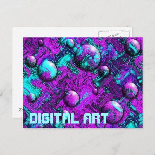 Psychedelisch Abstrakt mit Blasen Postcard Postkarte (Vorne/Hinten)