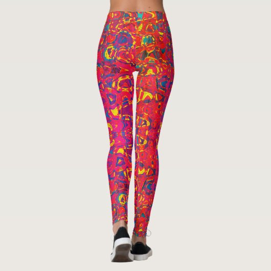 Psychedelisch Abstrakt Neon Colorful Leggings (Rückseite)