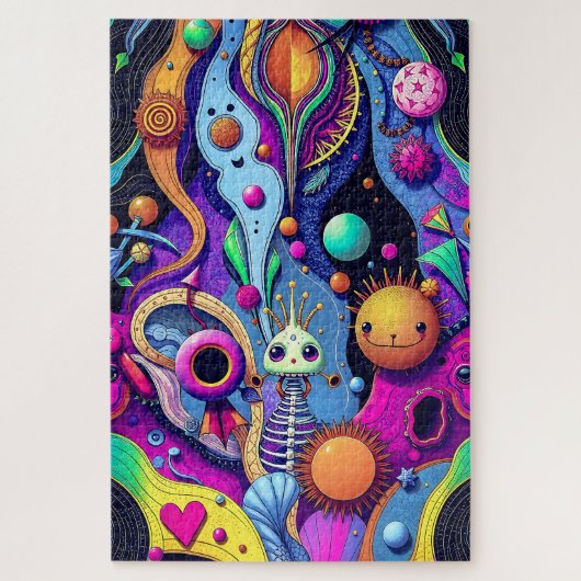 Psychedelisch Abstrakt - Whimsical Dreamscape Art Puzzle (Vertikal)