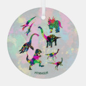 Psychedelisch Abstrakte Dinosaurier-Silhouetten Ornament Aus Glas (Rückseite)