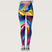 Psychedelisch Abstrakte Pinselstriche Leggings (Vorderseite)