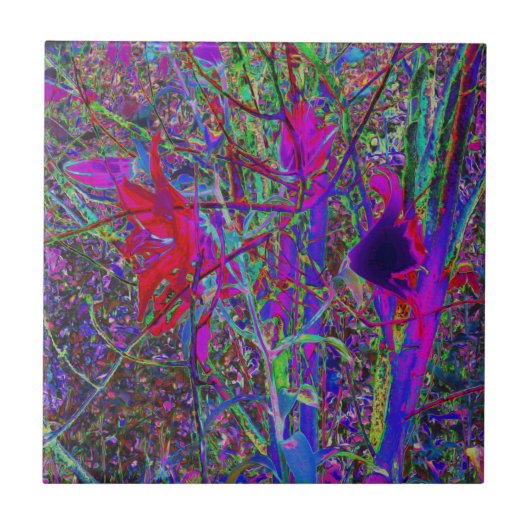 Psychedelisch Abstrakte Regenbogenfarben Lily Gard Fliese (Vorderseite)