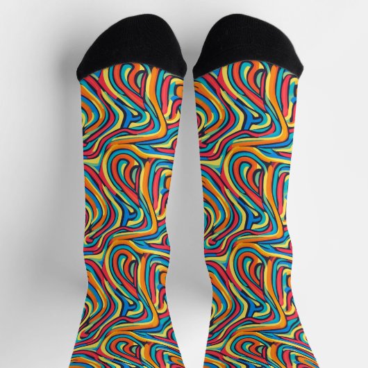 Psychedelisch Abstraktes Farbmuster Socken (Oben)