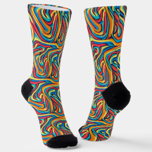 Psychedelisch Abstraktes Farbmuster Socken