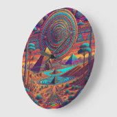 Psychedelisch-ägyptische Landschaft Große Wanduhr (Winkel)