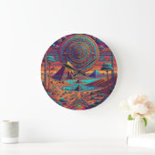 Psychedelisch-ägyptische Landschaft Große Wanduhr (Zuhause)