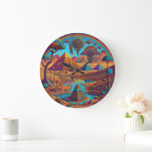 Psychedelisch-ägyptische Landschaft Große Wanduhr (Zuhause)