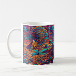 Psychedelisch-ägyptische Landschaft Kaffeetasse